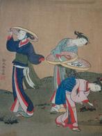 Drie Japanse houtsnedes muziek, boot, drie vrouwen 20e eeuw, Verzenden