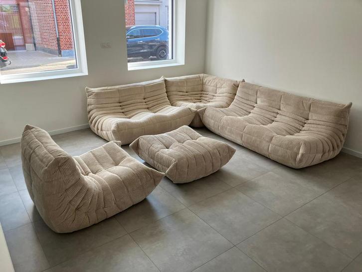 Modulaire ensemble in Beige Corduroy, Velours Côtelé, Huis en Inrichting, Banken | Complete zithoeken, Nieuw, Stof, Ophalen of Verzenden