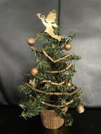 Klein vintage kerstboompje met goudkleur vintage decoratie, Diversen, Kerst, Verzenden, Gebruikt