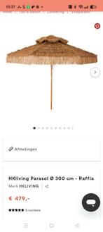 HK Living parasol raffia diameter 300cm, Tuin en Terras, Parasols, Ophalen, Verstelbaar, Overige typen, Nieuw