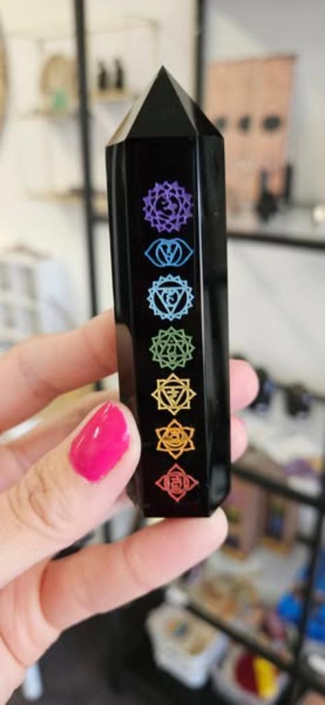 chakra Obsidiaan torens, Verzamelen, Mineralen en Fossielen, Mineraal, Ophalen of Verzenden