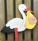 Te huur: Geboortebord ooievaar tweeling (meerdere), Kinderen en Baby's, Kraamcadeaus en Geboorteborden, Ophalen, Zo goed als nieuw
