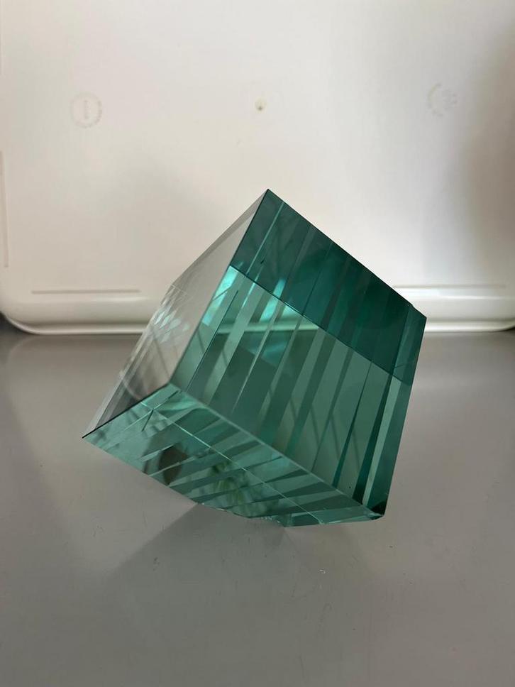 Glazen Kubus Decoratie, Antiek en Kunst, Kunst | Designobjecten, Ophalen of Verzenden
