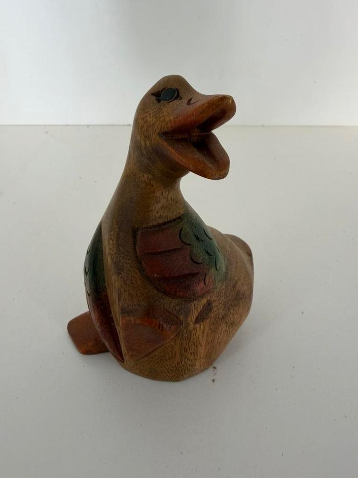 Handgesneden houten eend – folk art, Verzamelen, Beelden en Beeldjes, Zo goed als nieuw, Dier, Ophalen of Verzenden
