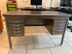 Vintage industrieel metalen bureau met lades, Ophalen, Gebruikt, Bureau