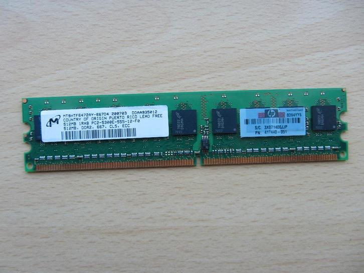 512MB PC2-5300 667Mhz ECC DDR2 Memory Module, Computers en Software, RAM geheugen, Zo goed als nieuw, Server, 1 GB of minder, DDR2
