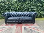 Xxl 220 breed Chesterfield stoere industriële leren bank, Ophalen, Gebruikt, 100 tot 125 cm, Chesterfield