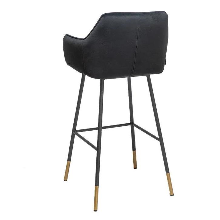 Bronx71 Velvet barkruk Fiona zwart 65-70 cm, Huis en Inrichting, Barkrukken, Zo goed als nieuw, 60 tot 90 cm, Metaal, 3 krukken