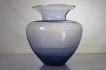 Vaas Copier Leerdam staalblauw, geblazen glas, hoog 20 cm beschikbaar voor biedingen