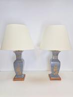 Set 2 vintage tafellamp tin messing ’60 mid century Azië, Metaal, Gebruikt, Ophalen of Verzenden, 50 tot 75 cm