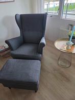 Ikea Strandmon fauteuil en voetenbankje, Huis en Inrichting, Ophalen, Zo goed als nieuw, 75 tot 100 cm, 50 tot 75 cm