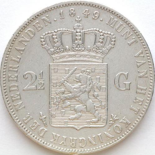XntriQ-Coins - Zilveren rijksdaalder 1849 - Willem III (08), Postzegels en Munten, Munten | Nederland, Losse munt, 2½ gulden, Koning Willem III