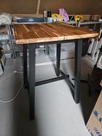 Houten bartafel met zwart onderstel, Huis en Inrichting, Ophalen, Gebruikt