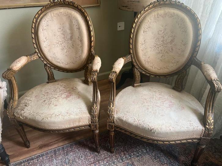 Louis XVI Stijl Brocante Stoelen, Antiek en Kunst, Antiek | Meubels | Stoelen en Banken, Ophalen
