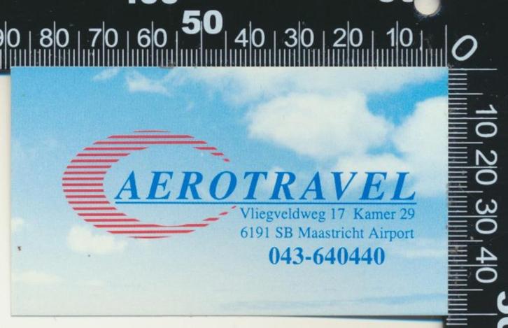 Sticker: Aerotravel - Maastricht Airport, Verzamelen, Stickers, Zo goed als nieuw, Bedrijf of Vereniging, Ophalen of Verzenden