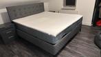Te koop grijze boxspring, Ophalen, Tweepersoons, Zo goed als nieuw, Bed, bedden, tweepersoons, boxspring