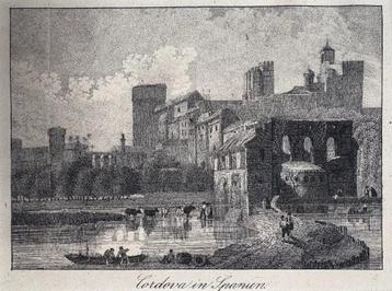 Gravure van de stad Córdoba, Spanje, rond 1835 beschikbaar voor biedingen