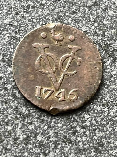 West-Friesland VOC duit 1745, Postzegels en Munten, Munten | Nederland, Losse munt, Overige waardes, Vóór koninkrijk, Ophalen of Verzenden
