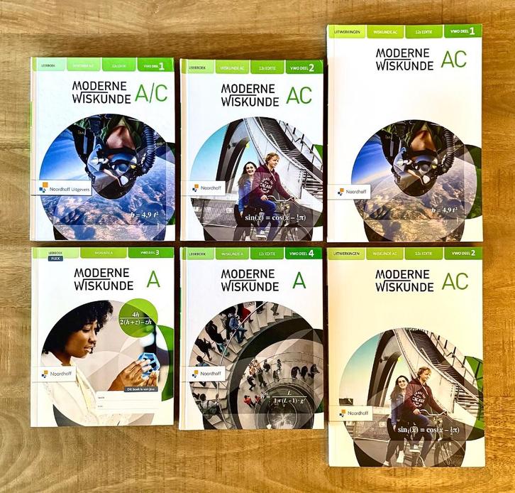 Moderne Wiskunde VWO A/C Deel 1 t/m 4 + Uitwerkingen 1 & 2., Boeken, Schoolboeken, Nieuw, Wiskunde A, VWO, Ophalen of Verzenden