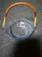 Blauw glazen schaaltje met bamboe hengsel, Ophalen of Verzenden