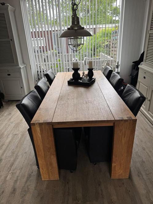 Teakhouten Eettafel ,, stoelen ook tekoop, Huis en Inrichting, Tafels | Eettafels, Gebruikt, 100 tot 150 cm, 200 cm of meer, Vijf personen of meer