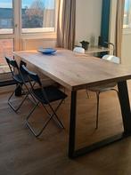 Massief eikenhouten eettafel 170x100cm met metalen poten, Huis en Inrichting, Tafels | Eettafels, Ophalen, Gebruikt, Eikenhout