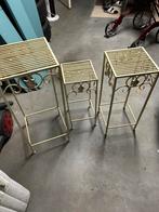 3x bijzettafel van ijzer, Minder dan 55 cm, Gebruikt, Metaal of Aluminium, Rond