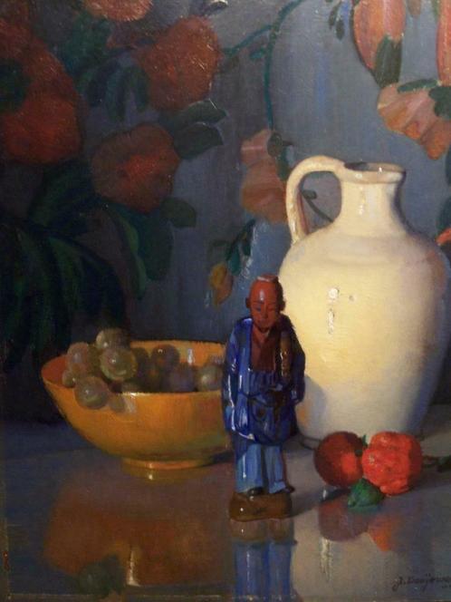 Jacob Dooijewaard-olie op paneel - stilleven met wit kruikje, Antiek en Kunst, Kunst | Schilderijen | Klassiek, Ophalen