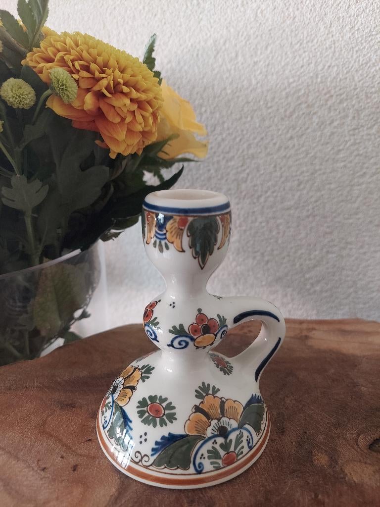 Royal Delft kandelaar polychroom, Verzenden, Keramiek of Aardewerk