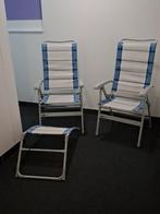 Twee Dukdalf campingstoelen met 1 voetenbankje, Ophalen