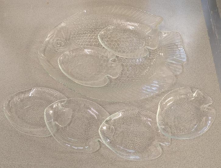Glazen visschalen set, Huis en Inrichting, Keuken | Servies, Zo goed als nieuw, Glas of Glazen, Overige stijlen, Glas, Ophalen
