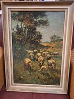 Schilderij: Herder met Schapen piet in 't hour, Antiek en Kunst, Kunst | Schilderijen | Klassiek, Ophalen of Verzenden