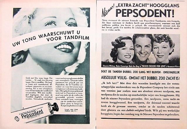 47 vintage advertenties reclames Pepsodent tandpasta 1935-79, Verzamelen, Ophalen of Verzenden, Gebruikt, Overige typen