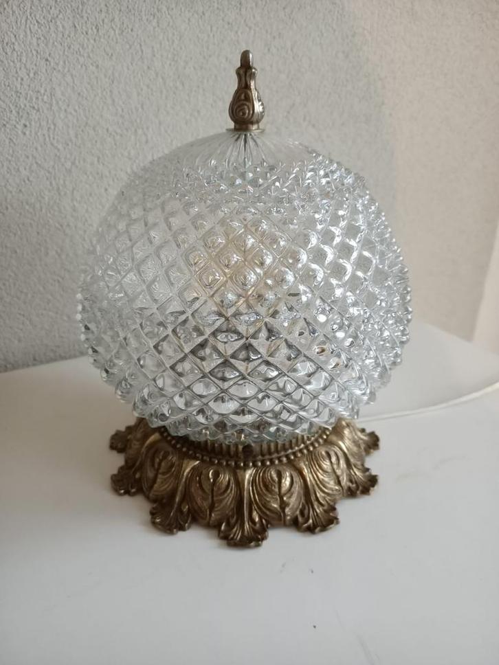 Hollywood Regency plafonniere / plafondlamp / tafellamp, Huis en Inrichting, Lampen | Plafondlampen, Zo goed als nieuw, Glas, Metaal