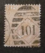 ENGELAND - Victoria 1865 9 d. geelbruin Mi26 plate 4, Ophalen of Verzenden, Gestempeld