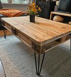 Handgemaakte Steigerhouten Salontafel met Metalen Poten, 100 tot 150 cm, 50 tot 100 cm, Zo goed als nieuw, Minder dan 50 cm