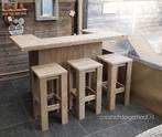 Bar van steigerhout 3 barkrukken overkapping koelkast balie, Huis en Inrichting, Ophalen of Verzenden, Nieuw