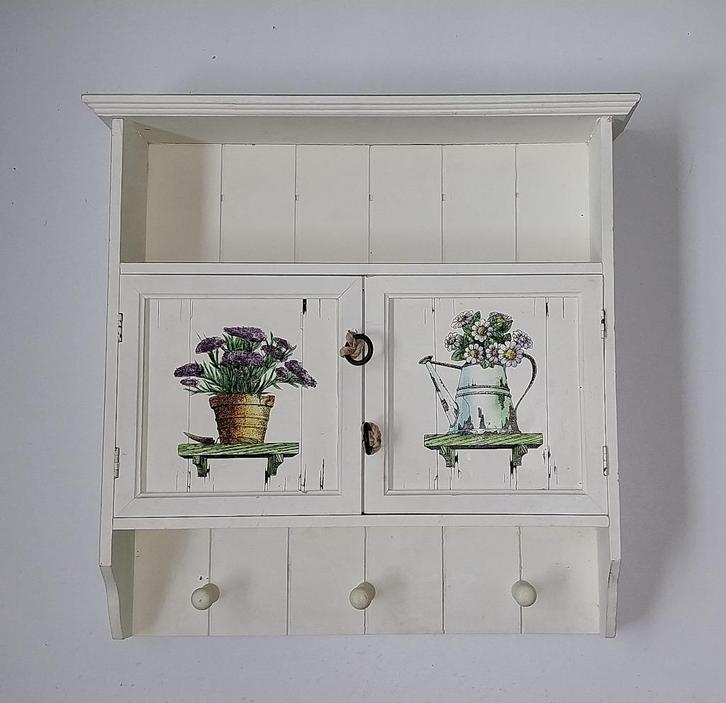 Keuken-Wandkastje Brocante, Landelijke stijl, Antiek en Kunst, Curiosa en Brocante, Ophalen of Verzenden