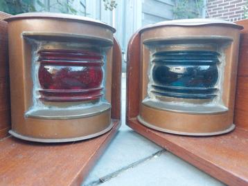 Koperen Bakboord en Stuurboord lampen vintage beschikbaar voor biedingen