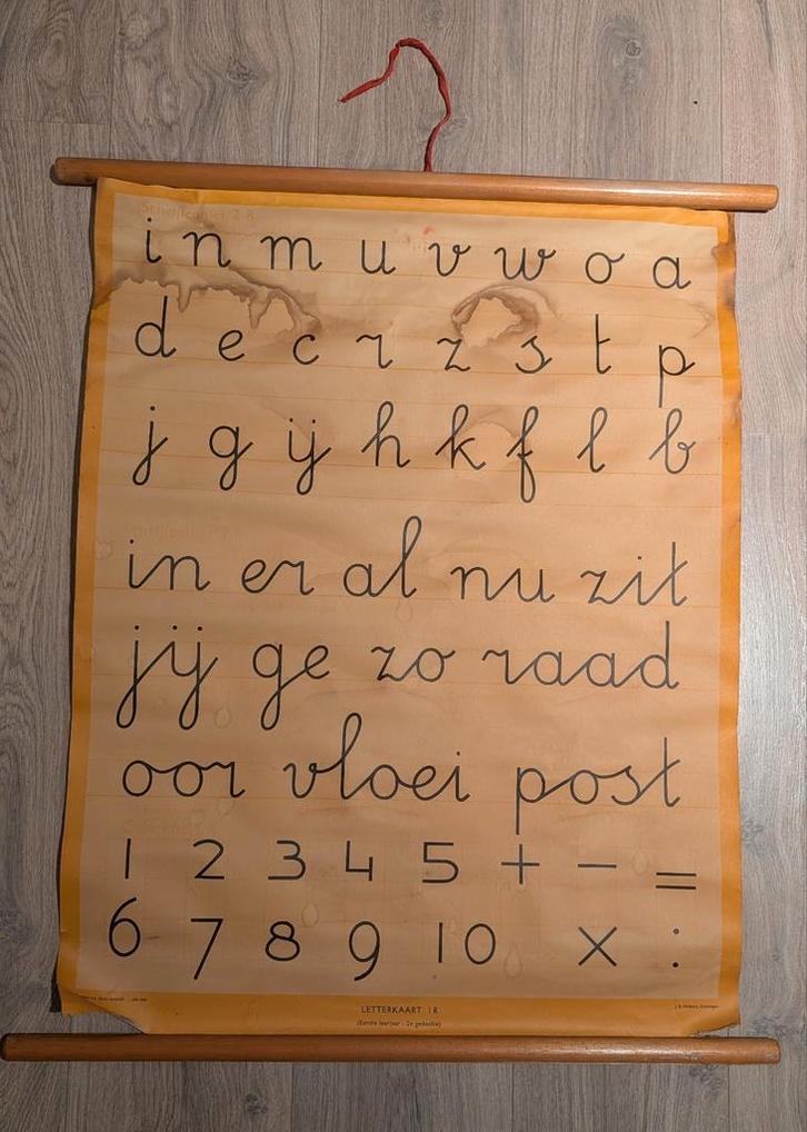 Oude letterkaart J.B. Wolters, Antiek en Kunst, Antiek | Schoolplaten, Ophalen of Verzenden