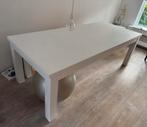 Hard houten eettafel wit geschilderd (sikkens zijdeglans), Huis en Inrichting, Tafels | Eettafels, Teakhout, 200 cm of meer, Zo goed als nieuw
