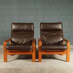 Set vintage Deense fauteuils – L. Olsen & Son – teakhout '60, Huis en Inrichting, Minder dan 50 cm, Gebruikt, Vintage, 75 tot 100 cm