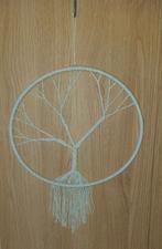 Macrame levensboom in ring  wit 26 cm doorsnee, Verzenden, Nieuw