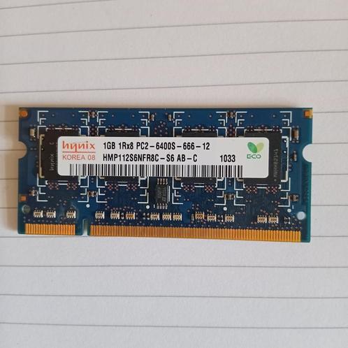 laptop geheugen hynix 1GB 1Rx8 PC2 -6400s-666-12, Computers en Software, RAM geheugen, Gebruikt, Laptop, 1 GB of minder, DDR2