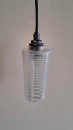 Vintage glazen hanglamp normale nieuwe bronzen fitting, Ophalen of Verzenden