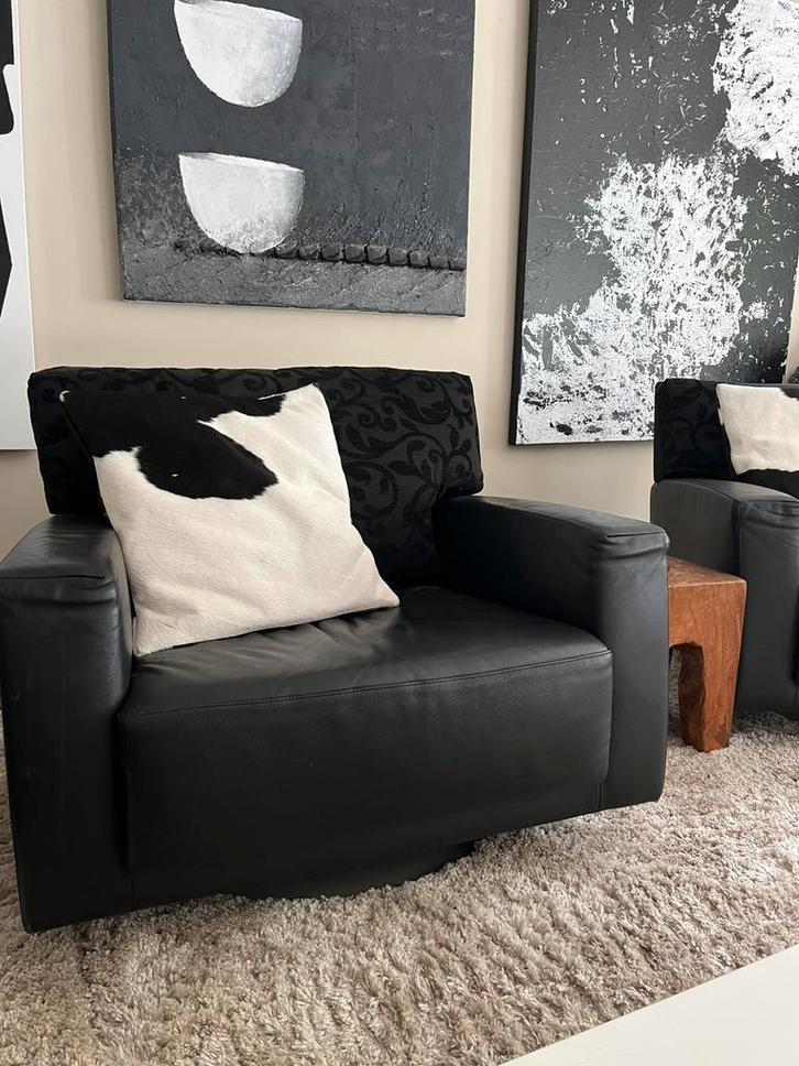 Montis draaifauteuils, zacht leer, top conditie, Huis en Inrichting, Fauteuils, Zo goed als nieuw, Leer, 75 tot 100 cm, 75 tot 100 cm