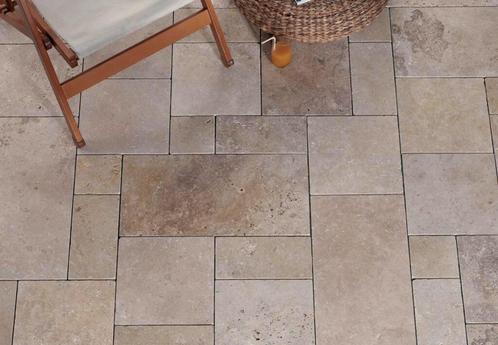 TRAVERTIN TEGELS ANTICATO-ROMAANS VERBAND - WEEKAANBIEDING!, Huis en Inrichting, Stoffering | Vloerbedekking, Nieuw, 75 m² of meer