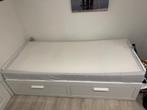 Ikea Brimnes bed uitschuifbaar bedbank met 2 lades, Ophalen, Wit, Tweepersoons, Zo goed als nieuw