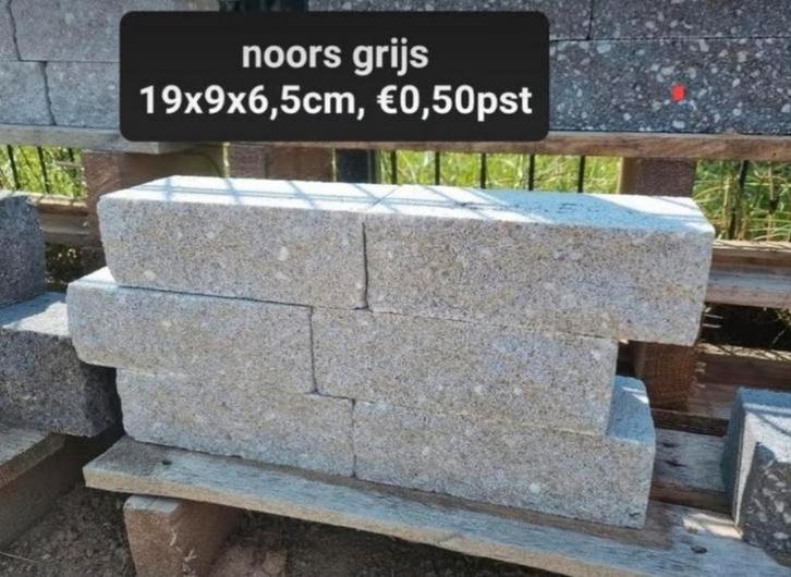 ACTIE! Noors grijs splitblok rox gevelsteen 19x9x6,5 s-parti, Tuin en Terras, Bielzen en Borders, Nieuw, Blok, Beton, Minder dan 25 cm