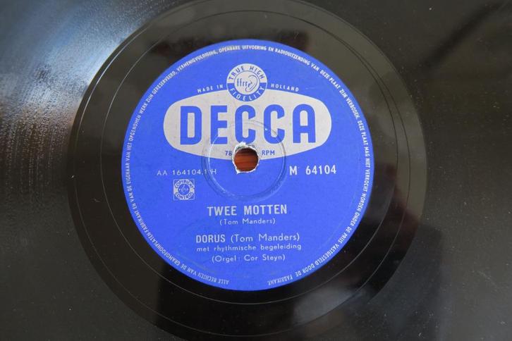 Dorus Twee Motten 78 toeren jukebox 78rpm smartlap hits 1955, Cd's en Dvd's, Vinyl | Nederlandstalig, Gebruikt, Levenslied of Smartlap